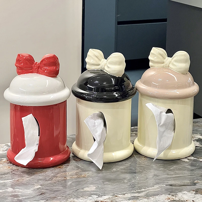 蝴蝶结撞色客厅高级感颜值好物高颜值卫生间纸巾盒免打孔伴手礼品