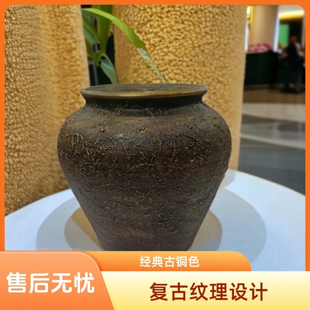 手工陶罐花瓶复古粗陶新款客厅中式装饰品花盆花器高贵艺术仿古