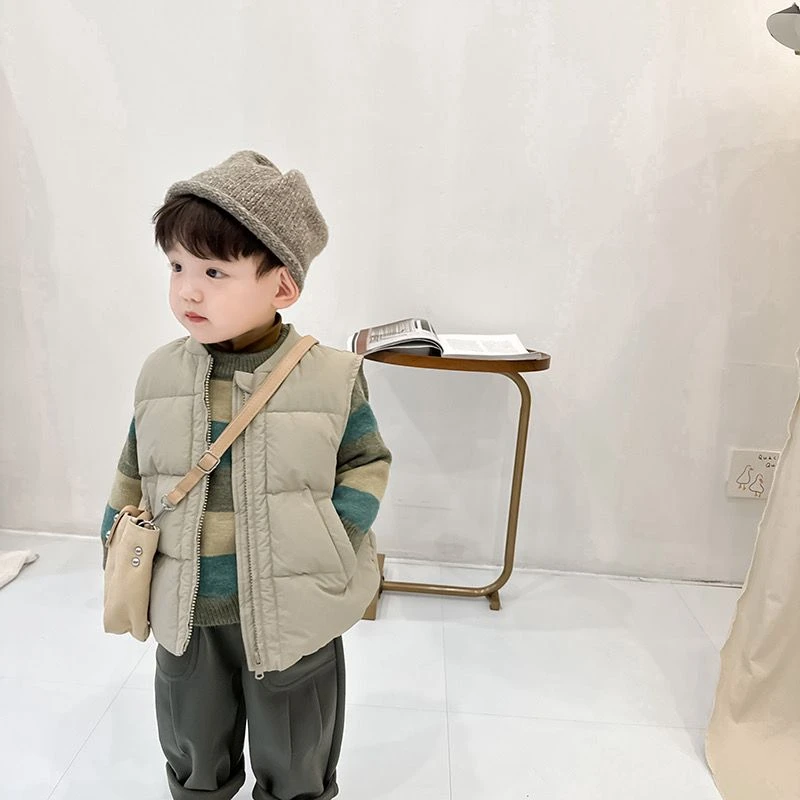 冬季大促男童羽棉绒马甲2023新款秋冬童装儿童外穿棉服冬装宝宝洋