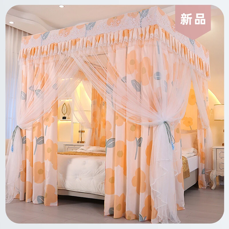 落地蚊帐家用2025新款150cm防摔纹帐防蚊高级卧室 三开门遮光蚊帐
