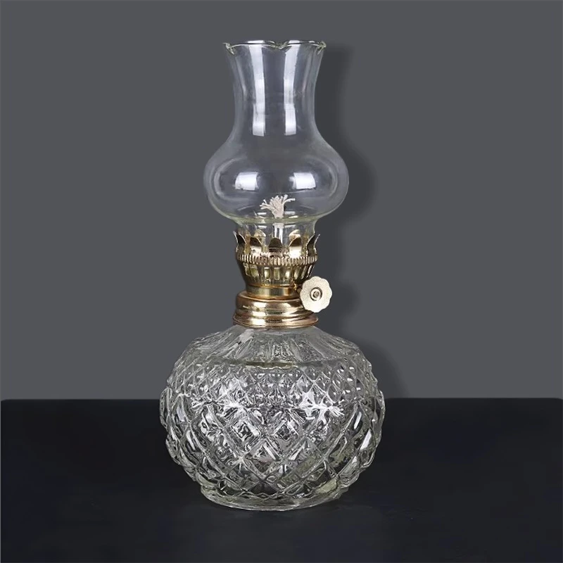 煤油灯户外露营氛围灯复古玻璃老式防风火焰灯怀旧煤油照明野营灯