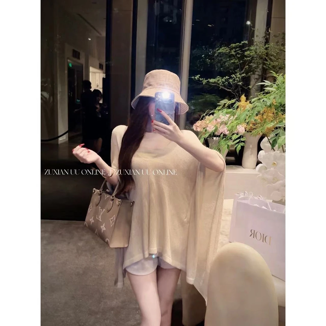 【ZUXIAN】古早韩味 韩版针织V领蝙蝠袖廓形宽松显瘦时髦上衣