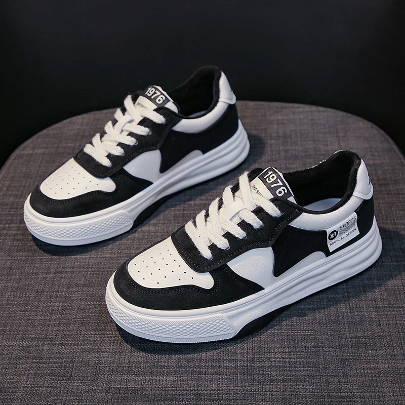 【绮梦】熊猫黑白拼色百搭厚底平底运动休闲板鞋