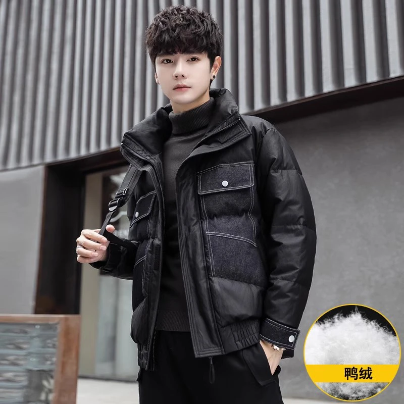 白鸭绒羽绒服男加厚潮流2023年新款潮牌男生冬季立领短款男装外套