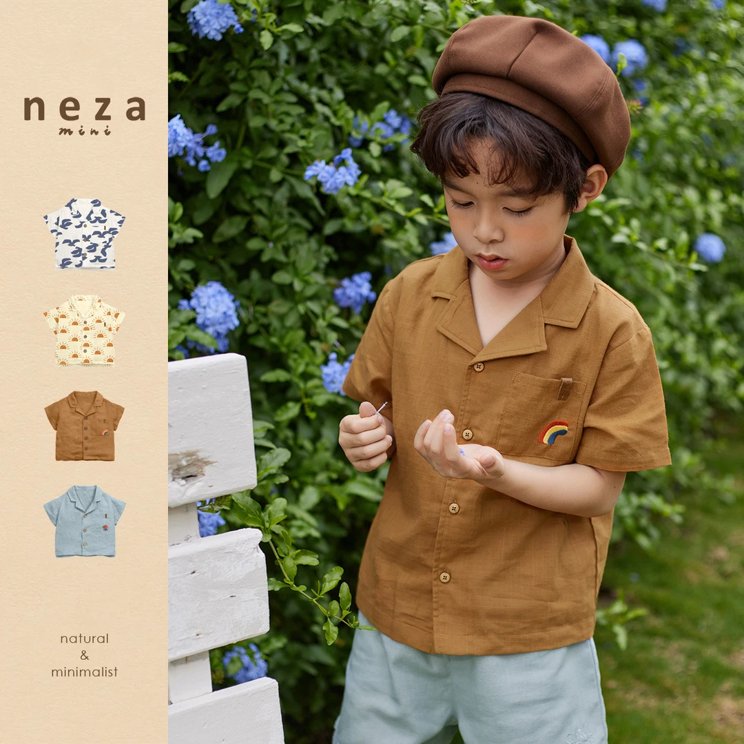 夏季新款儿童纯棉短袖衬衫男童薄款女宝宝韩版T恤衫宽松半袖上衣