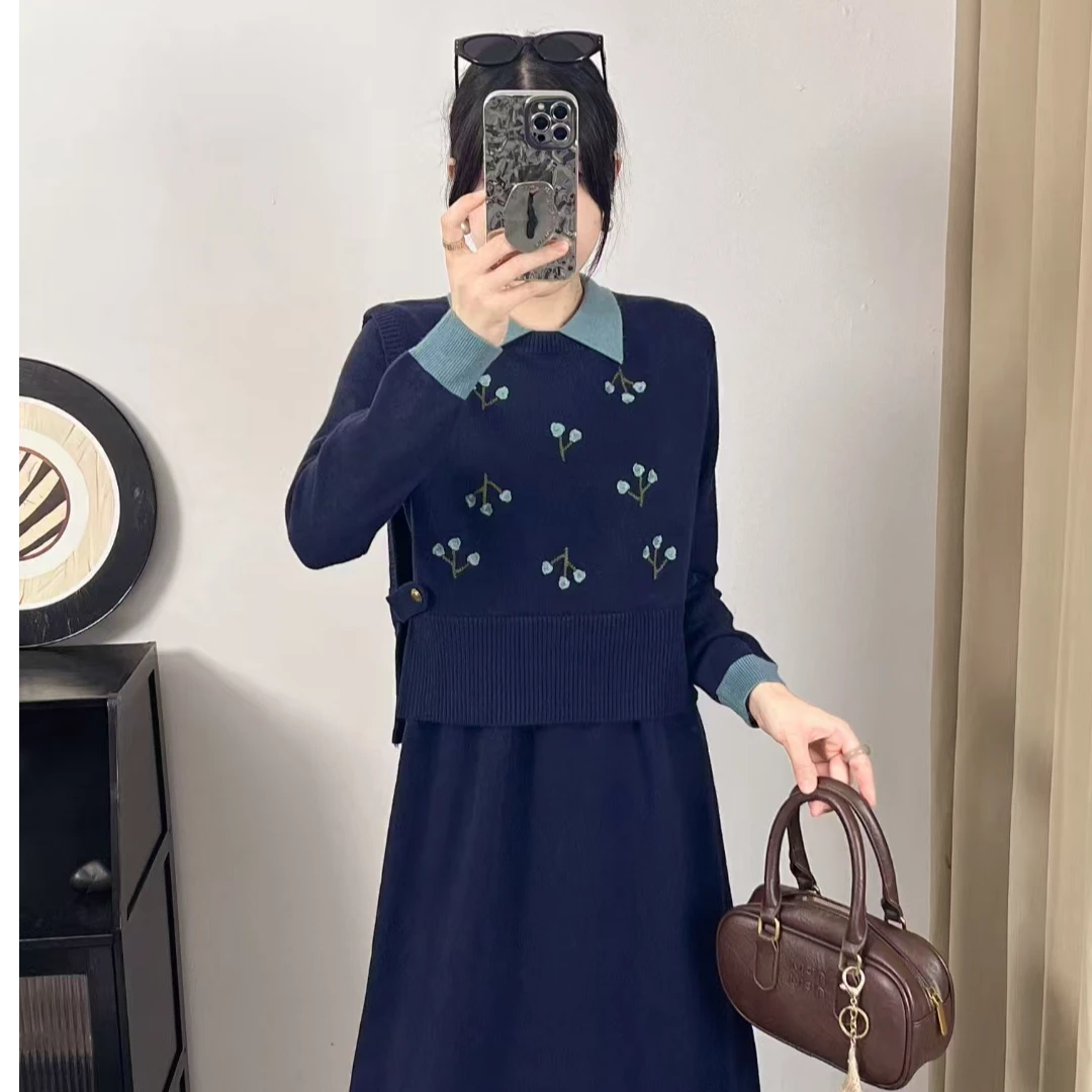 8822秋冬加厚韩版连衣裙时尚显瘦气质新款修身中长款百搭宽松