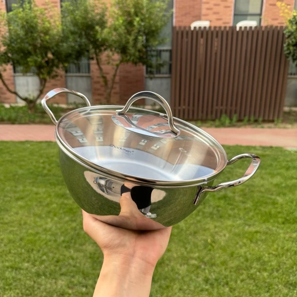 18/10不锈钢海鲜锅小炒锅家用加厚双耳煎炒煮多用锅麻辣香锅