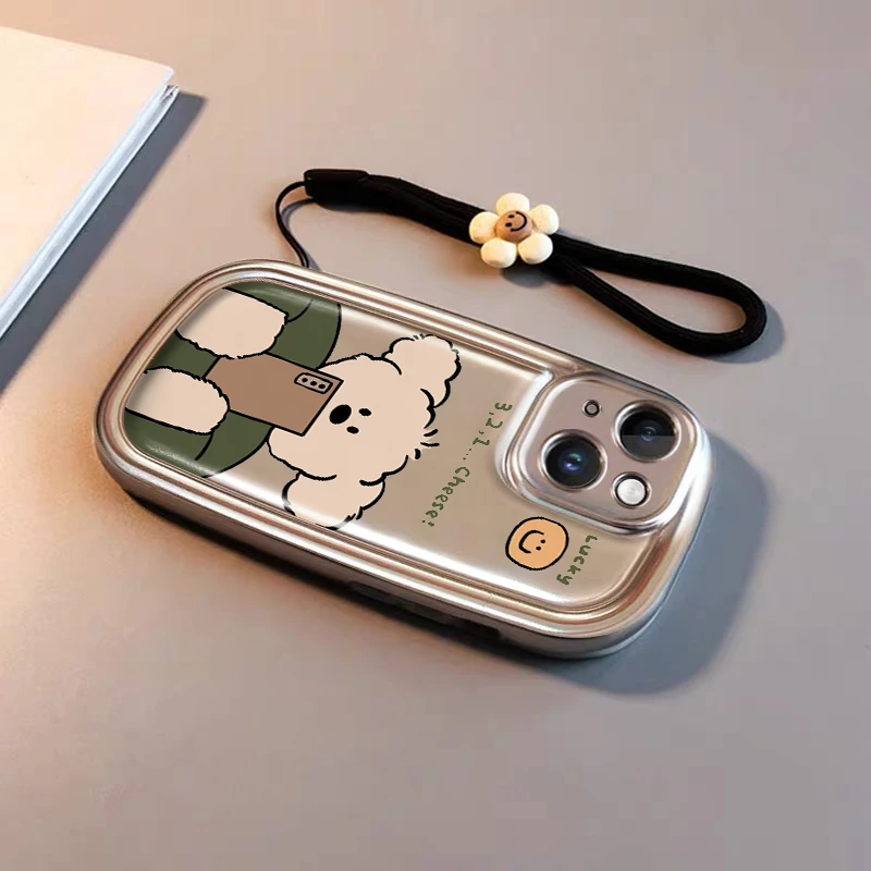 个性兔子苹果15/14/13华为OPPO小米vivo肥皂银壳防摔卡通手机壳女