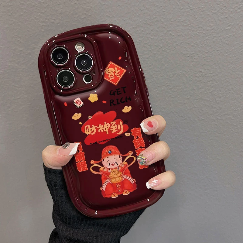 财神到iPhone14手机壳苹果华为MATE60荣耀OPPO小米vivo胖波浪防摔