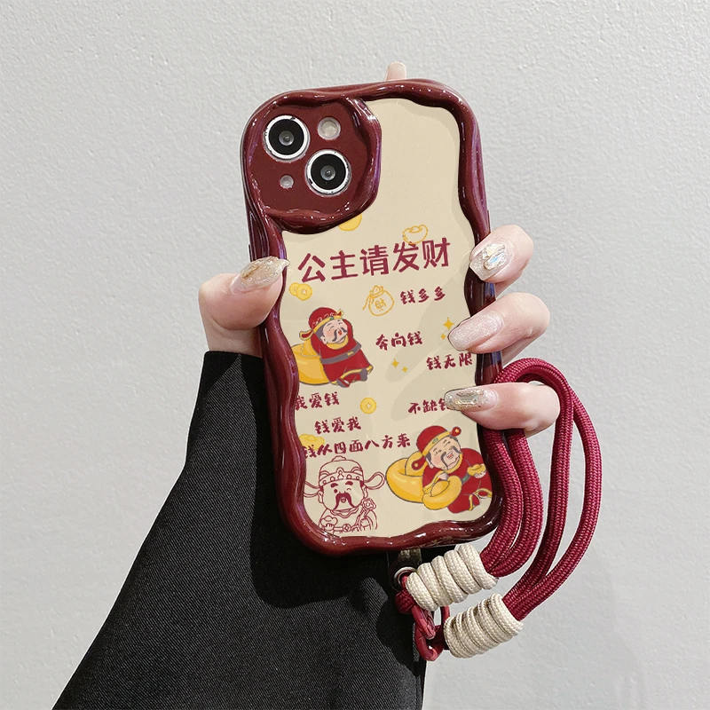 公主请发财iPhone14promax手机壳苹果华为OPPO小米vivo曲边纹防摔