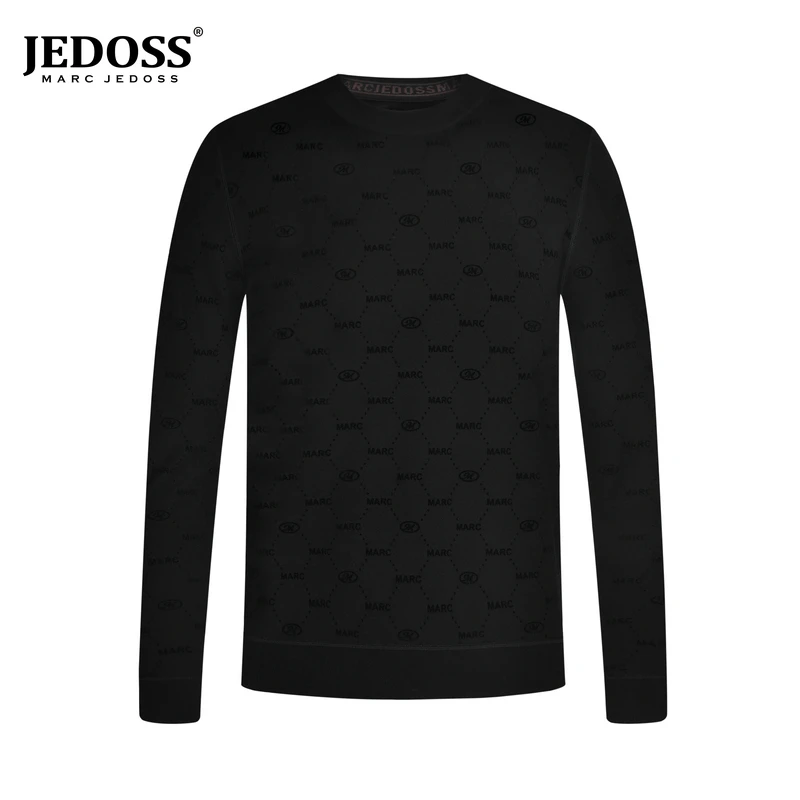 JEDOSS/爵迪斯男装秋冬时尚轻奢植绒压花长袖针织衫加绒DY181