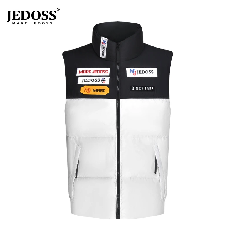 JEDOSS/爵迪斯男装秋冬专柜新款字母LOGO刺绣章仔羽绒马甲690