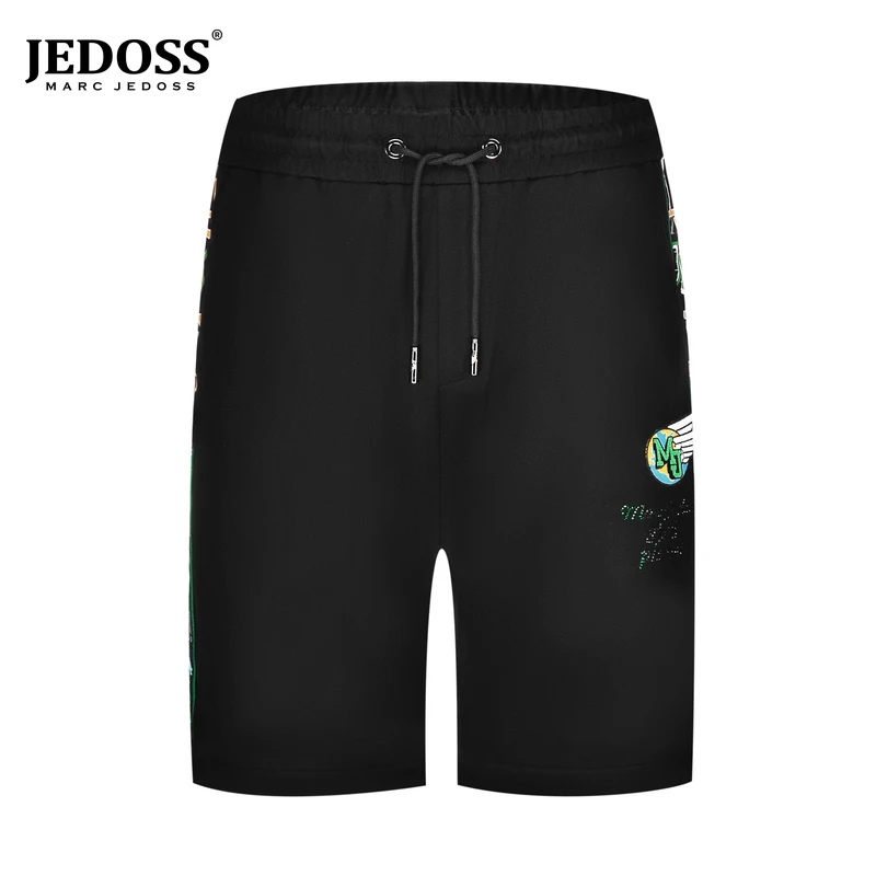 JEDOSS/爵迪斯男装夏季新款简约章仔刺绣印花针织中裤152