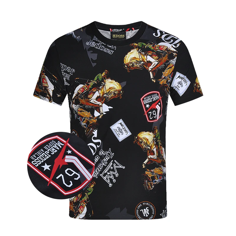 JEDOSS/爵迪斯春夏专柜同款上新男士数码烫印修身短袖T恤072