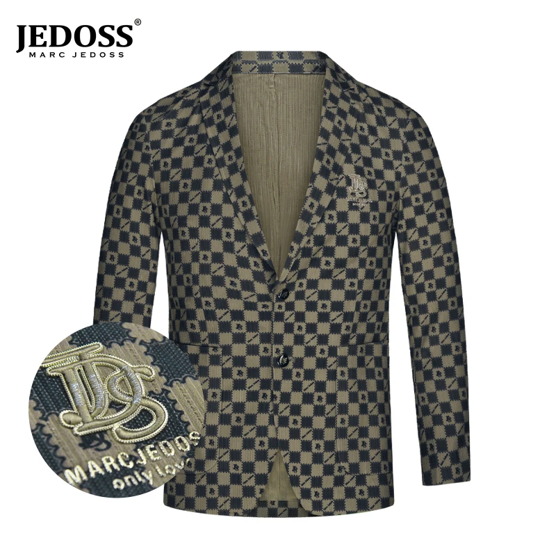 JEDOSS/爵迪斯男装初春新款商务休闲格纹印花单西CY399