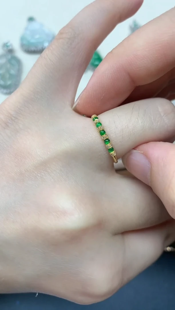 【闪购商品】翡翠戒指18K金镶嵌A341|1380