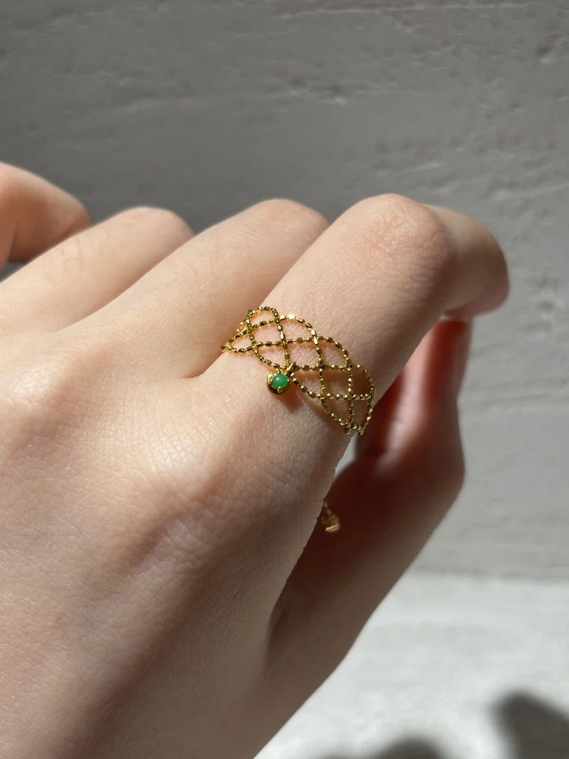 18k金镶嵌天然A货翡翠戒指可调节不挑手，胖手瘦手可戴|CXQ1