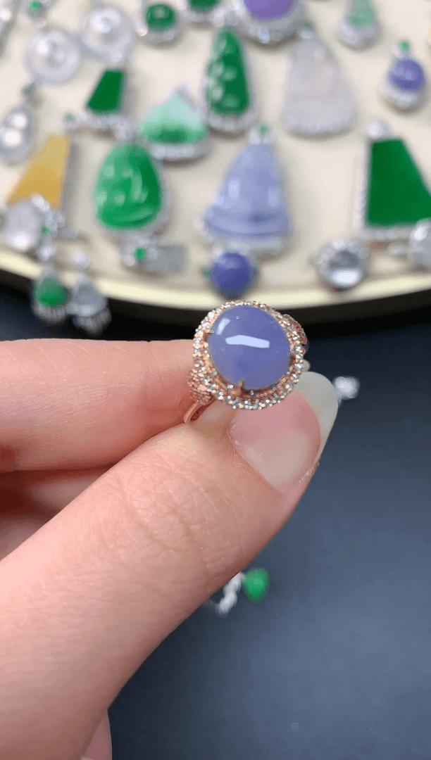 【闪购商品】翡翠戒指18K金镶嵌戒指A72|3980