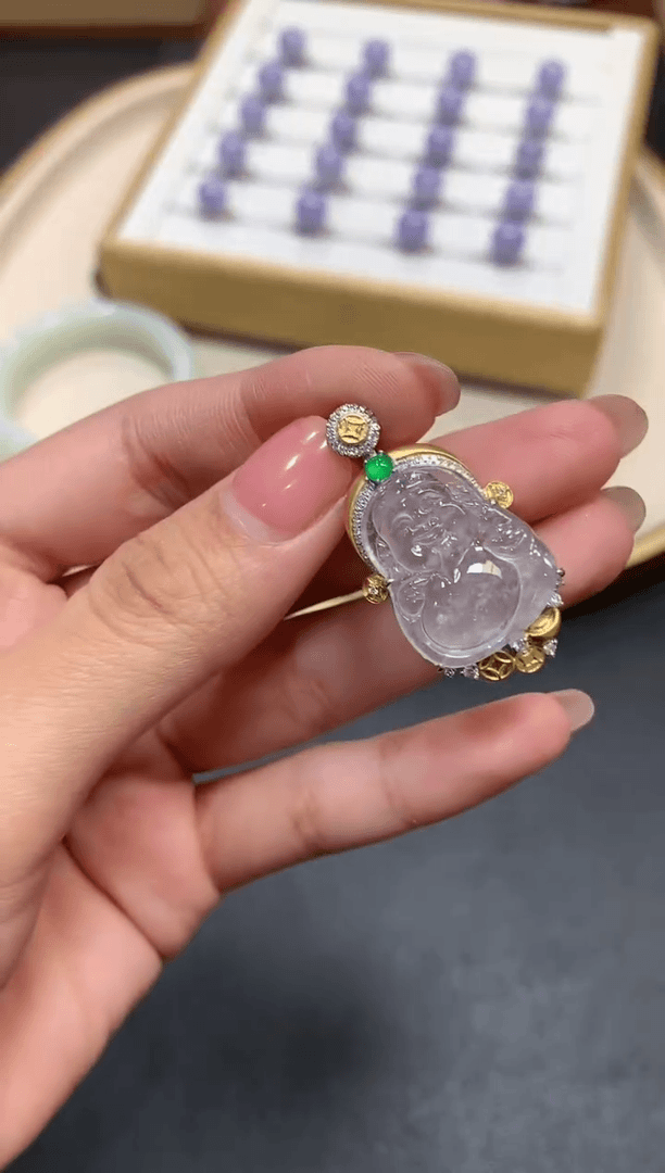 【闪购商品】翡翠吊坠(不含链)18K金镶嵌D476|8500