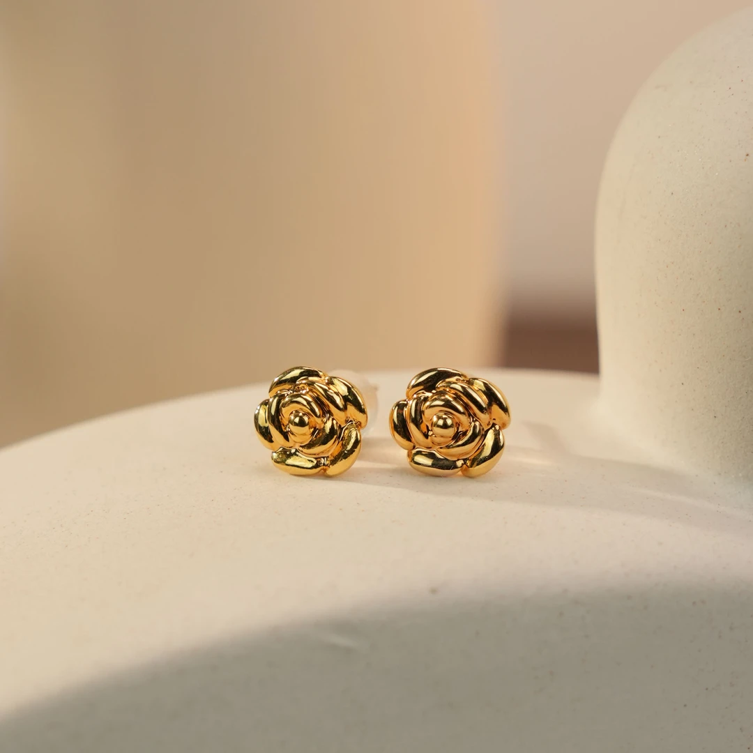 山茶花耳钉-18k金耳饰-FF003|BKJ4