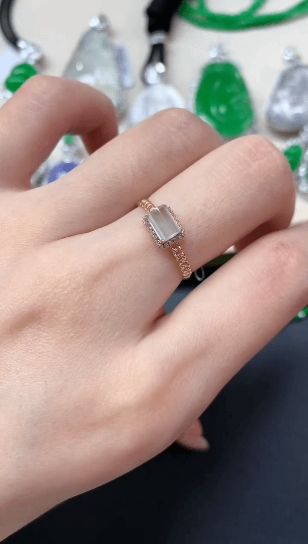 【闪购商品】翡翠戒指18K金镶嵌戒指A504|1500