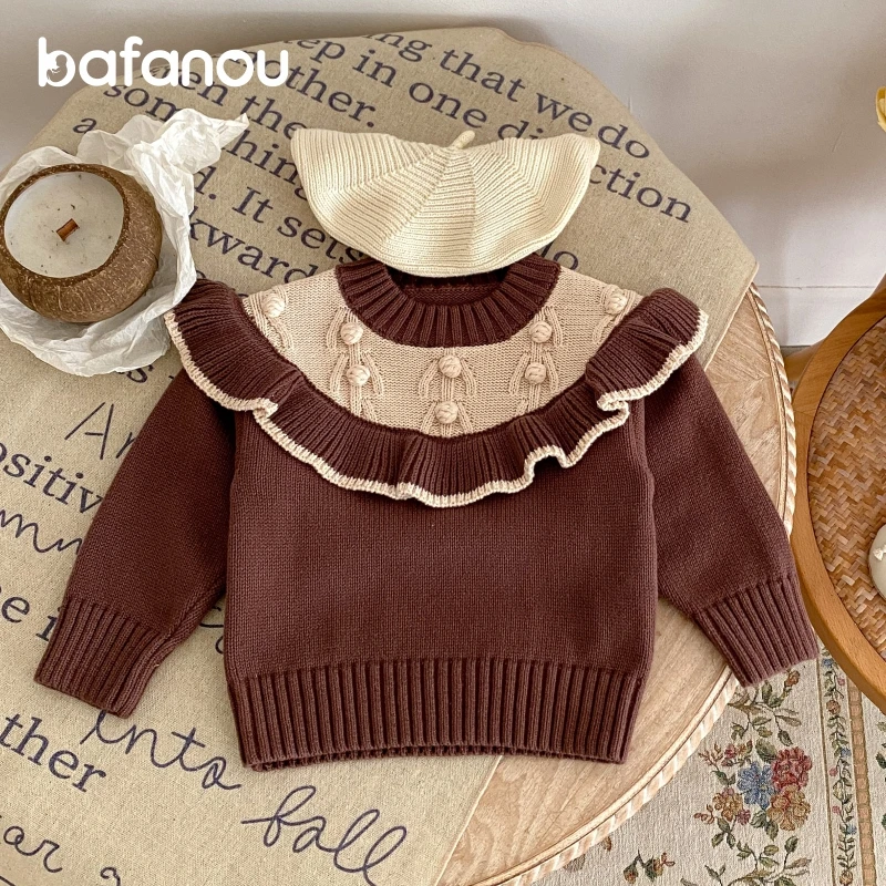 巴梵欧0-3岁女宝宝针织衫套头外套上衣毛衣百搭超萌2025春秋新款