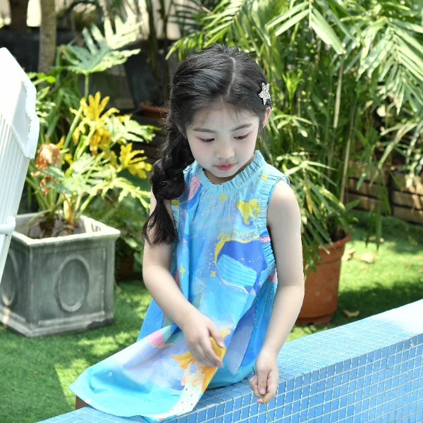 MianHui/棉绘【田螺姑娘】女童夏季海洋时尚原创彩绘连衣裙34220063