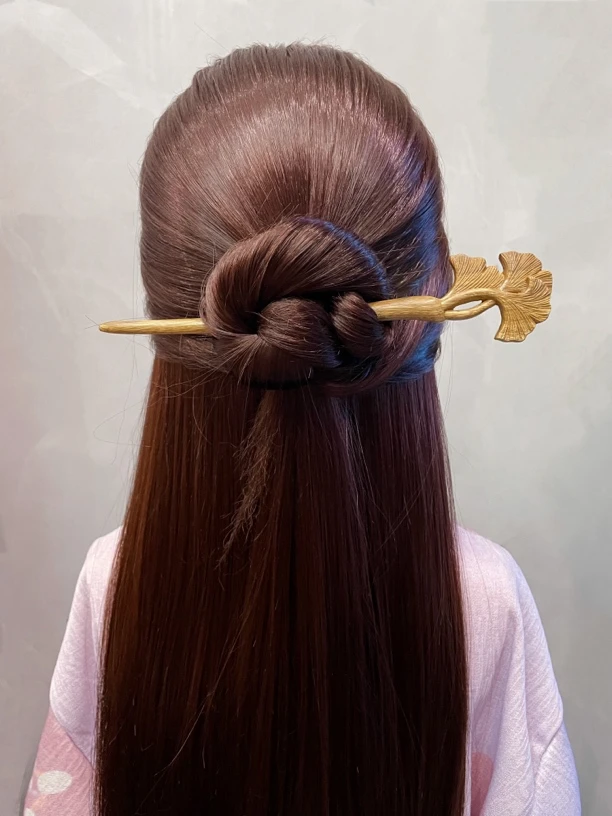 银杏叶单簪发饰双面立体雕刻精雕工艺品