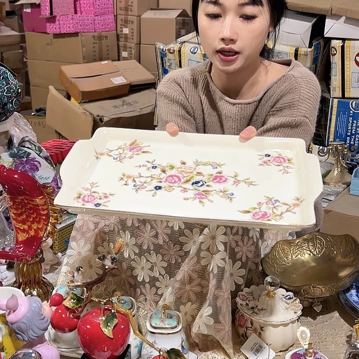 【闪购商品】陶瓷托盘 花