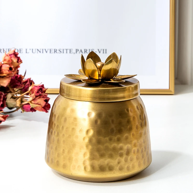 DOOLANS/朵兰舍进口黄铜手工锤纹收纳罐茶叶咖啡糖果罐9.5*10cm