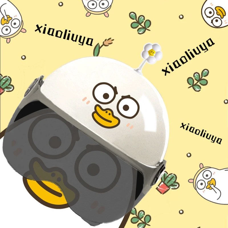 电动电瓶车安全帽头盔男女防晒可爱小刘鸭半盔四季通用助力车头盔