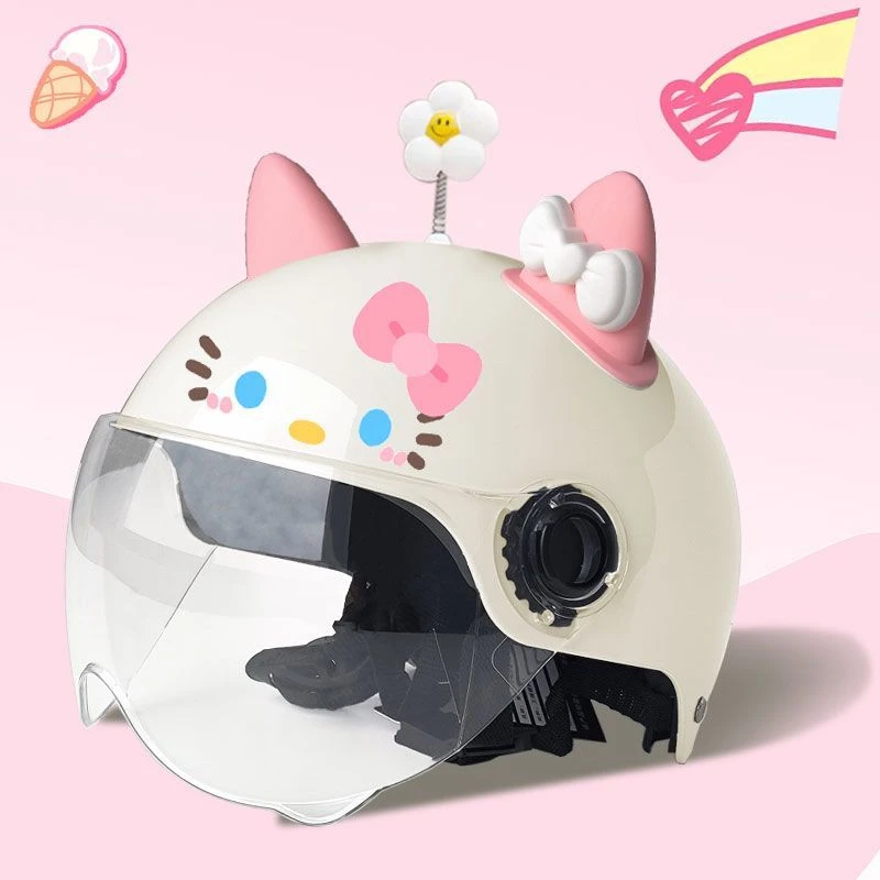 3C认证电动车头盔女成人卡通夏季防晒可爱男HelloKittyKT猫安全帽
