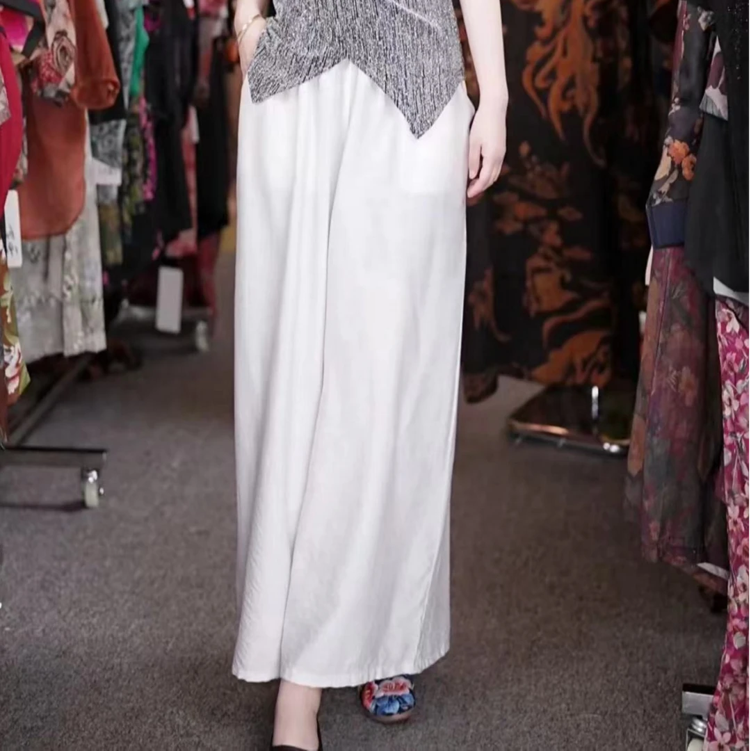 阔腿女薄款高腰小个子显瘦直筒拖地裤