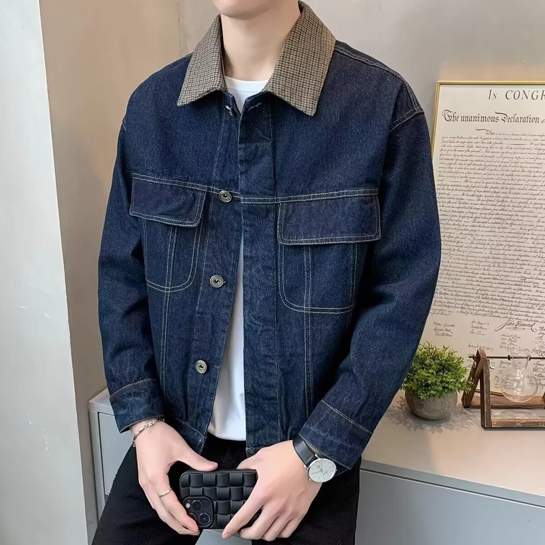 牛仔外套男春秋季复古水洗翻领休闲宽松潮流韩版百搭男士夹克潮