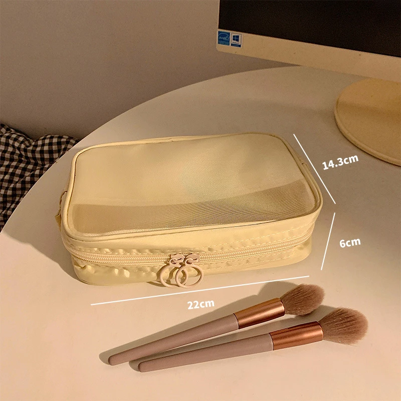 化妆包女2024新款便携式旅行网纱洗漱收纳包化妆刷用券好物推荐