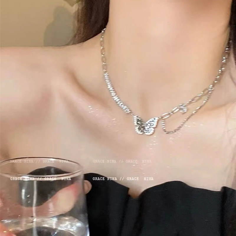 2023新款黑色蝴蝶项链女ins小众设计高级感轻奢甜酷锁骨链