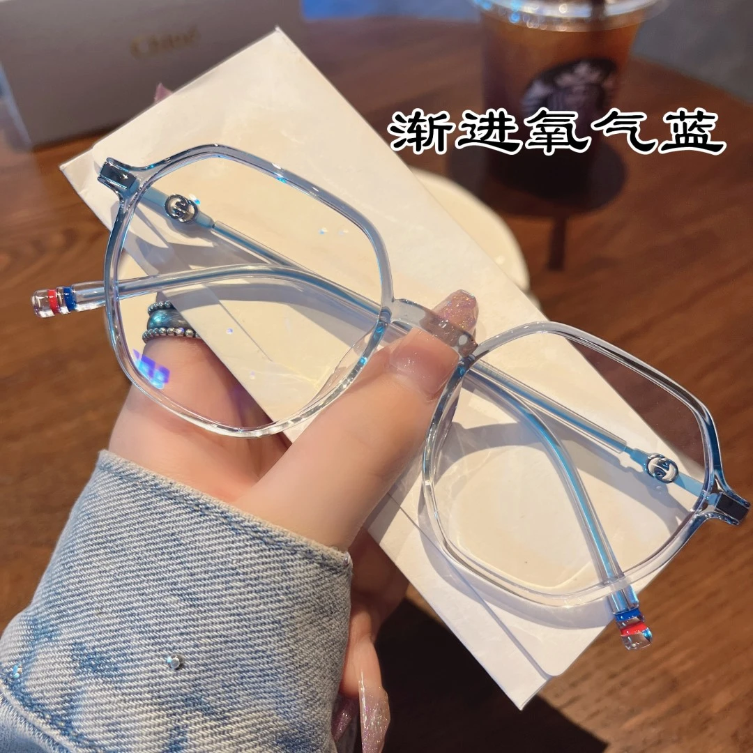 新款时尚显瘦多边近视眼镜架女款眼镜防蓝光变色复古八边形配度数