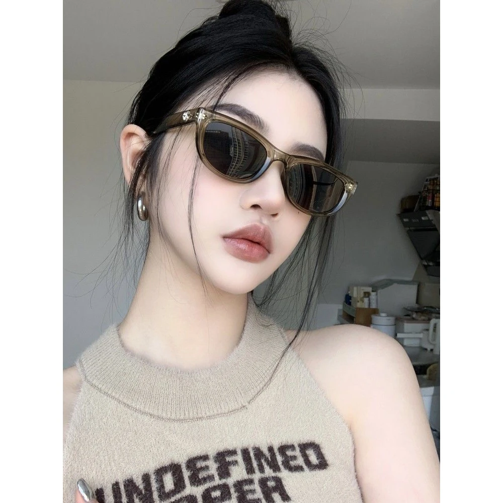 欧美甜酷辣妹氛围感高级绿色太阳眼镜方圆脸显瘦网红gm墨镜女复古