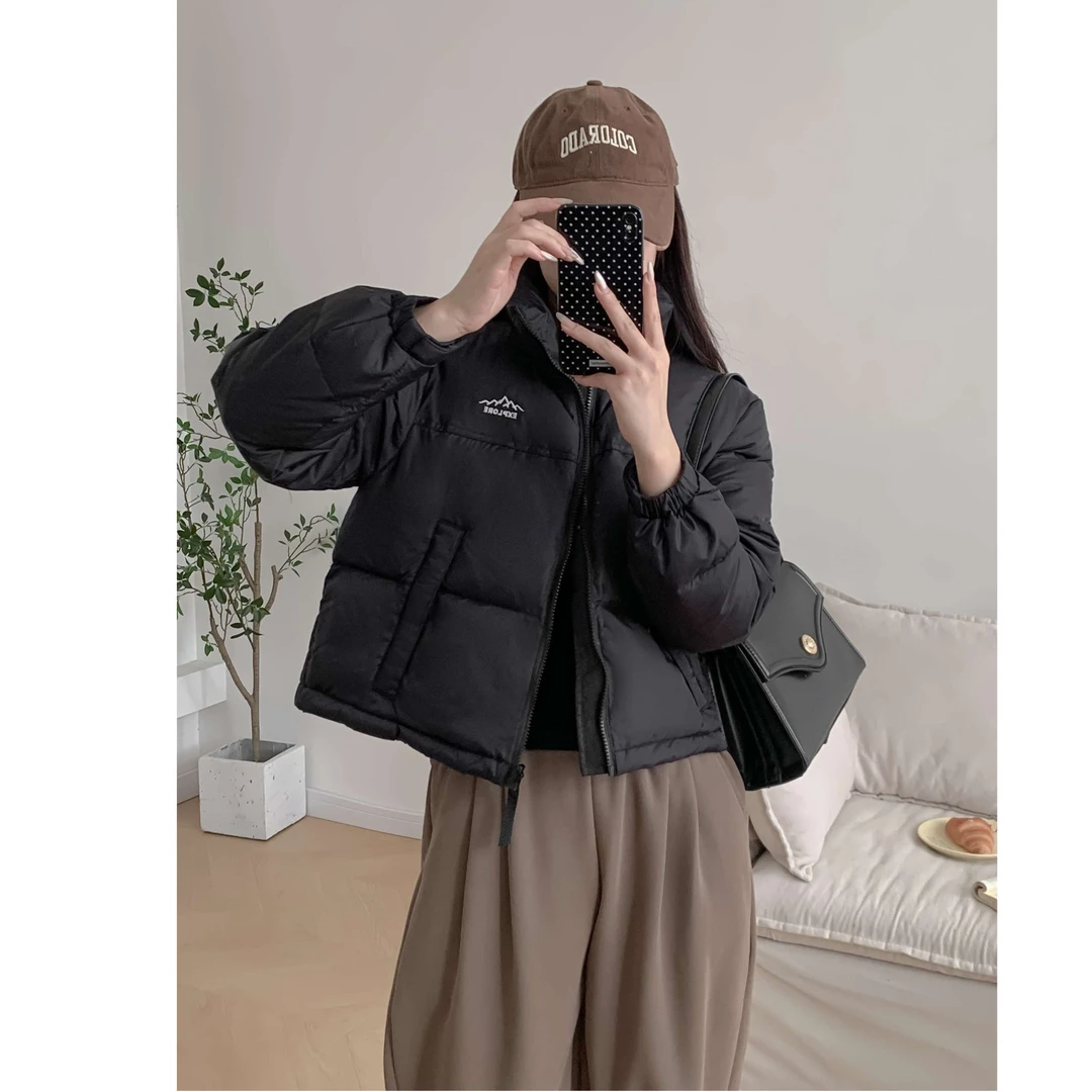 羽绒服女款短款2024新款韩版加厚美式肯豆冬白鸭绒小个子外套