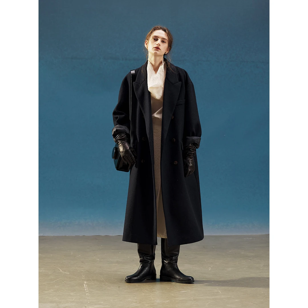 Rewear Collection 13 羊毛混纺宽松廓型戗驳领切斯特大衣女11050