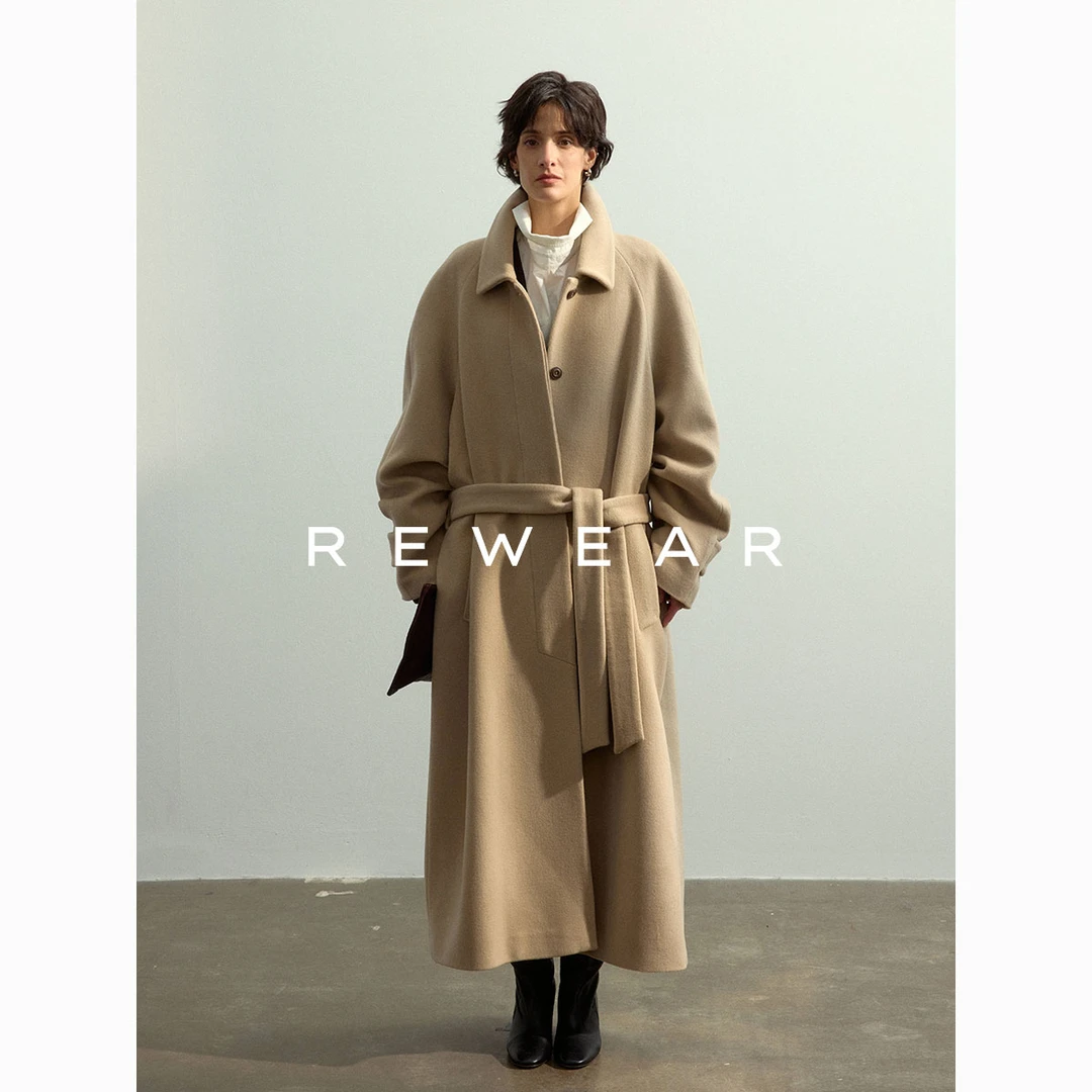 REWEAR 重磅强推经典全羊毛 立体微A复古翻领廓形绒感呢大衣11108
