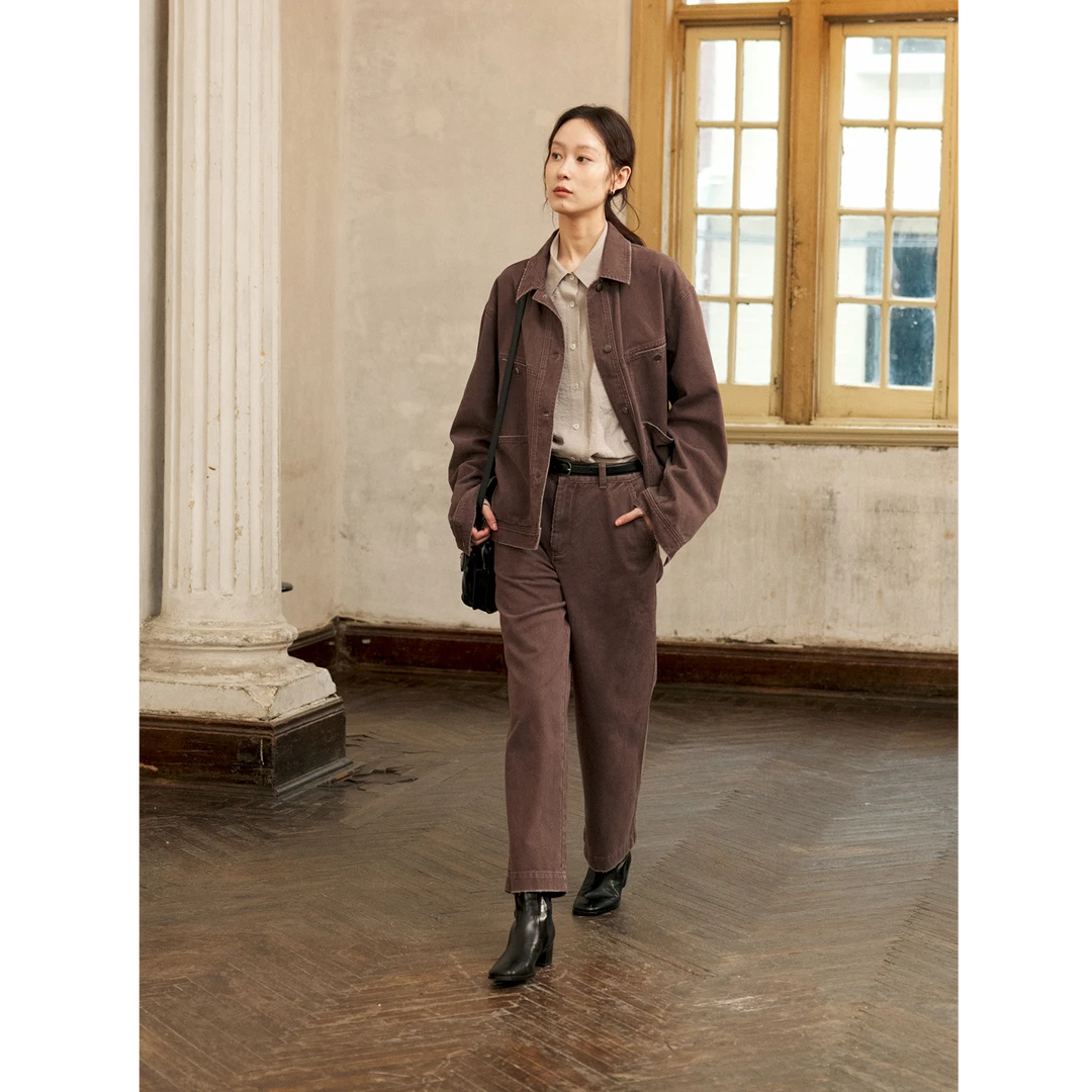 Rewear Collection 21 高支有机全棉直筒特殊水染牛仔套装秋11103