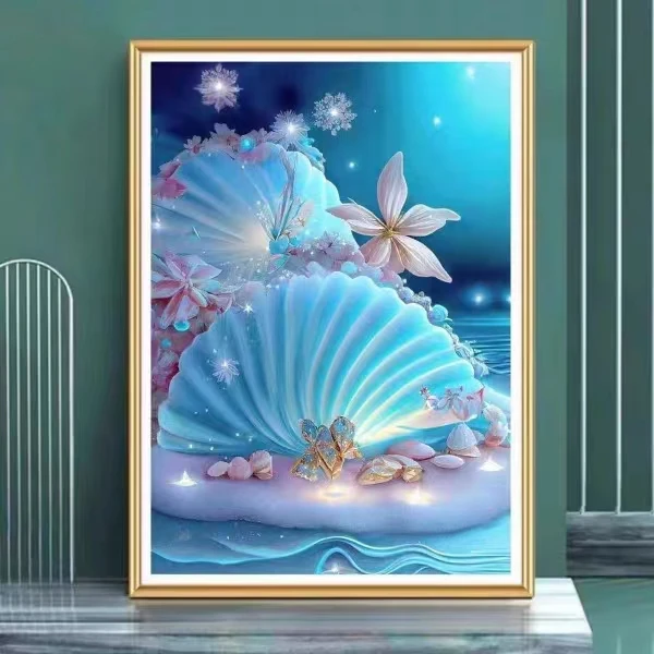 蓝贝壳十字绣2023新款线绣客厅卧室简约唯美满绣41色简约唯美刺绣