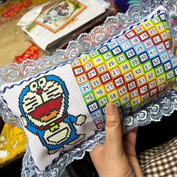 十字绣数字针插包彩虹针线哆啦A梦手工分线器刺绣理线包