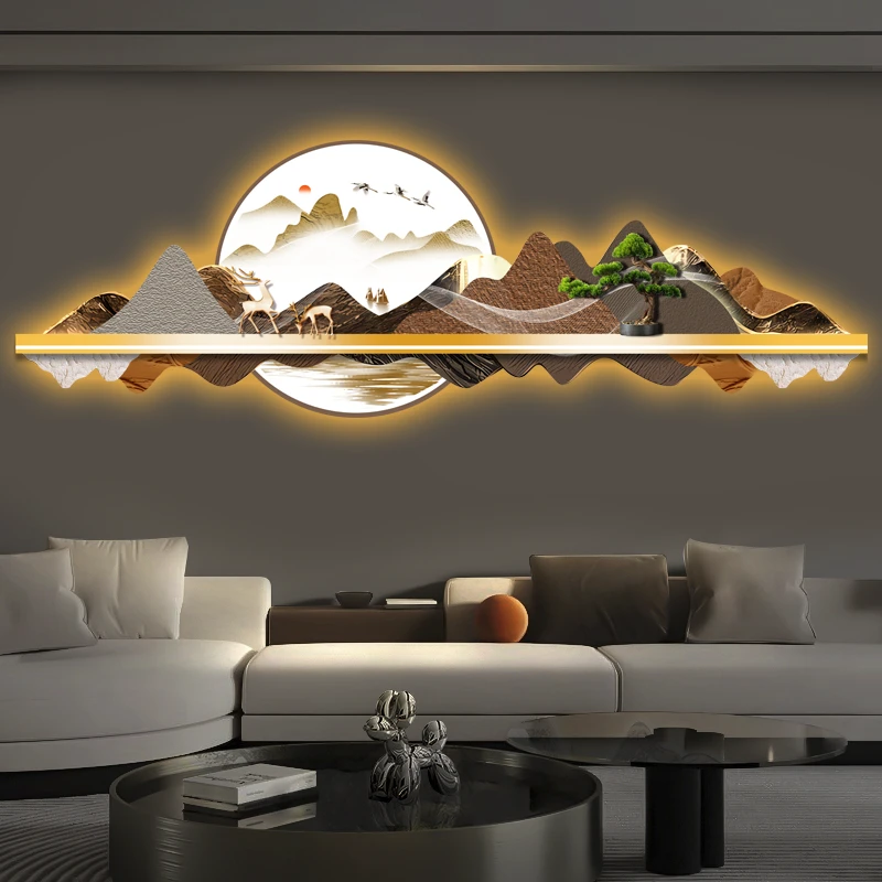 新中式挂件壁画客厅装饰画沙发背景墙墙画壁饰山水画挂件画新款画