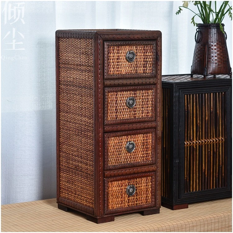 静定 茶空间复古小茶柜茶具收纳柜四斗柜茶叶储物柜抽屉式多层床