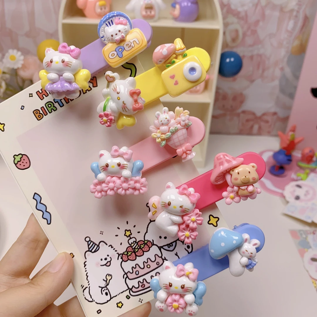 【鲜花凯蒂猫旋转发夹】刘海小夹子可爱发卡甜美学生旋转款女孩发夹