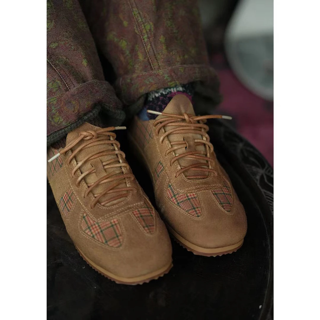 云雾里 原创设计X002复古文艺舒适恣意植物染牛皮拼布鞋