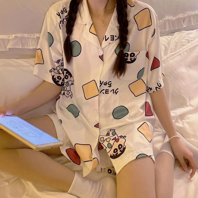 2023年新款冰丝睡衣女士短袖夏季薄款可外穿家居服套装春夏天套装