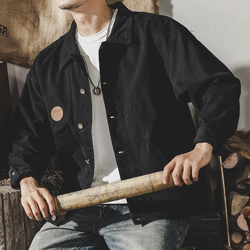 法式经典夹克男秋冬2023年新款美式工装阿美咔叽复古外套男秋冬款